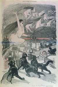 Metamorphosis - black cats transforming themselves into witches, late 19th century